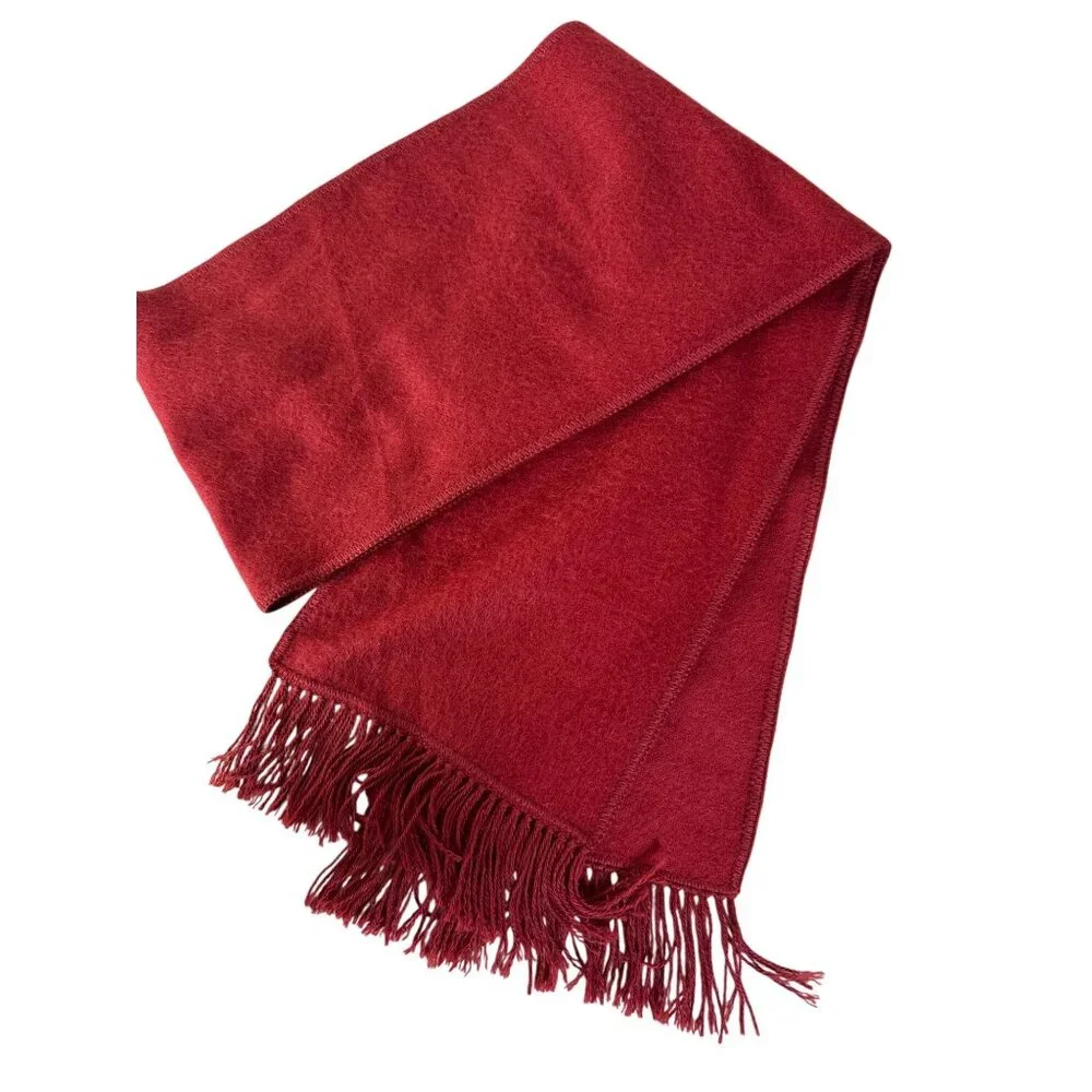 Ccahuantico Alpaca Scarf Red Fringe Made Peru OS Soft Cozy Fall Winter Western